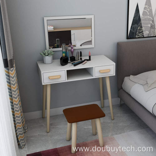 Desk Dressing Table with Mirror and Stool